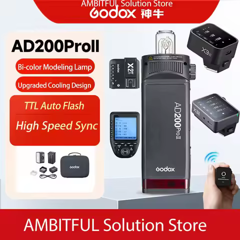 Godox Flash 200Ws AD200ProII AD200Pro II TTL 2.4G Wireless Camera Pocket Flash Compatible with Nikon