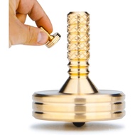 DjuiinoStar Premium Brass Spinning Top: Deeply Engraved Long Grip, Long Spin Time, Settles Down Quic