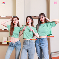 ChobCrop เสื้อครอป พาสเทล เอวลอย  ผ้าTC ไม่ย้วย ไม่หด ไม่ต้องรีด PASTEL CROP แขนสั้น คอกลม มี3ทรง สี