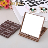 HEJOU Portable Mirror, Square Kawaii Chocolate Mirror, Salon Beauty Unique Travel Size Make Up Mirro