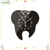 MOLIHA Teeth Mirror Wall Clock, Creative Wall Stickers Hanging Clock, Acrylic Modern Home Decor Personality Mirror Clock