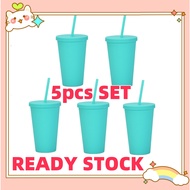 HOT 5 PCS/set Cute Tumbler With Straw Macaron Tumbler Ins Style Starbucks Friend Birthday Macaron Blue Cups