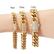 Hip Hop Stainless Steel Bracelet Bling CZ Clasp Jewelry for Men Design Cuban Link Bracelet Free Cust