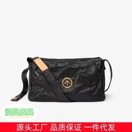 GROTTO GROTTO Individualism Blackstone Genuine Leather Large-Capacity One-Shoulder Messenger Soft Ba