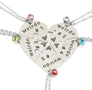 Weirdo Necklace Heart Bff for 4 Best Friend Necklaces Sister Friendship Stainless Steel Jewelry
