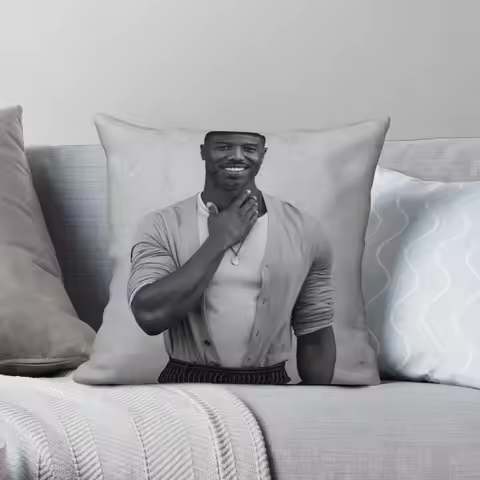 Michael B Jordan Square Pillowcase Polyester Linen Velvet Printed Zip Decor Pillow Case Bed Cushion 