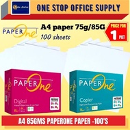 Paperone A4 Paper 100 Sheets / Kertas Putih A4 / White Paper / A4 Paper 70gsm 80gsm