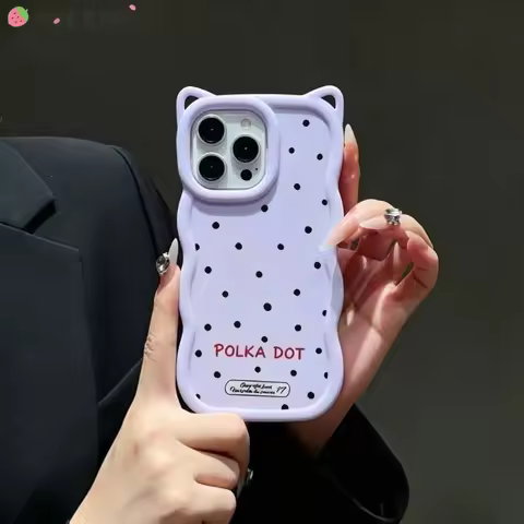 Cute Dots Cat Ears Phone Case For Samsung Galaxy A73 A57 A56 A55 M55 F55 A54 A52S A51 A50S A42 J7 Pr