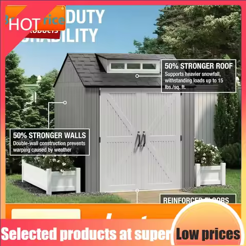 flash saleBestsellerResin Outdoor Storage Shed With Floor (7 x 7 Ft) Weather Resistant Gray Organiza