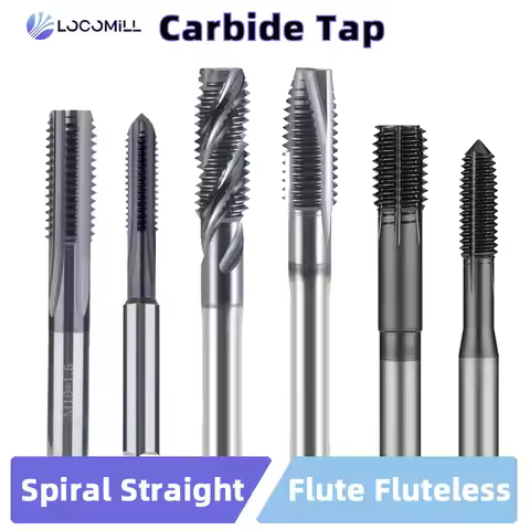 LOCO CNC Carbide Tap Spiral Straight Flute Fluteless Machine Thread Forming Coated Hardness M2 M3 M4