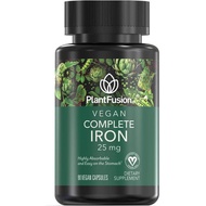 PlantFusion Vegan Iron Supplement with Ferrochel, 25mg, 90 Capsules