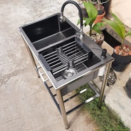 Bak cuci piring 2 lubang meja / kitchen sink 2 lubang portable