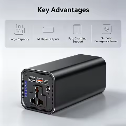 Small Outdoor Energy Storage Power Box, 27000mAh Portable Power Bank, 100W Output with 65W PD Fast C