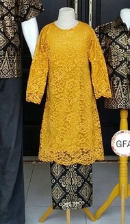 Baju batik couple kebaya keluarga brokat keluarga 34 orang warna kuning| baju sarimbit keluarga | b