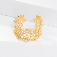 Ring Female 18K Gold-Plated Fashion Unique October Wide Hollow Index Finger Ring Niche Design Octobe