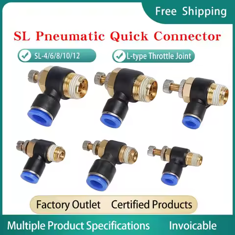 20/50/100 PCS SL Pneumatic Quick Connector SL-4/6/8/10/12 Male Thread L Type Throttle Pipe One-way S