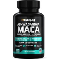 X Gold Ashwagandha, Maa Root, Rhodiola, L-Theanine ,120 apsules