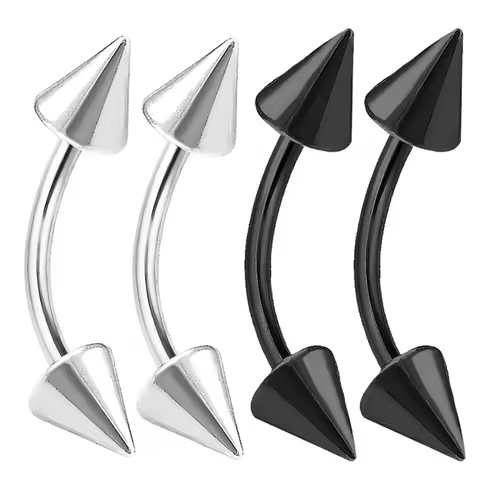 4pcs 16g Curved Barbell Cartilage Lip Tragus Eyebrow Forward Helix Conch Daith Earring Black Vertica