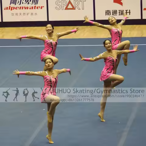 Ice Skating Dress Competition Rhythmic Leotards Stage Wear Child Kids Clubs Aerobics Cheerleading Mi