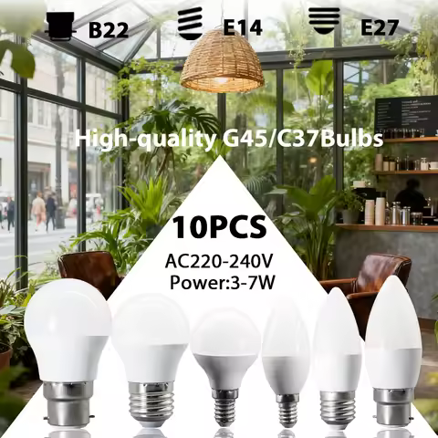 10PCS/LOT LED Candle Light Mini Bulb G45 C37 AC220V E14 E27 B22 Head Light Flicker-free 3W-7W Suitab
