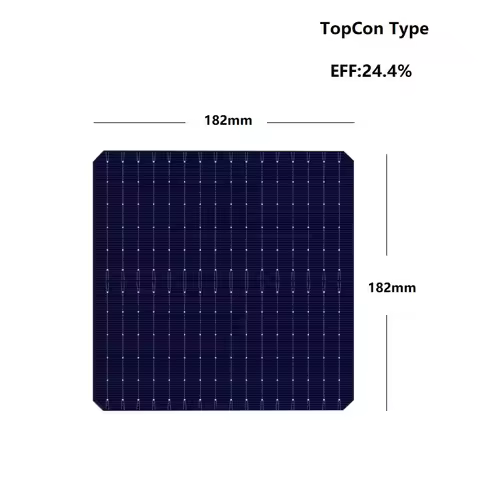 100pcs N Type Mono Crystalline Silicon Solar Cells 182mm x 182mm TOPCon 24.4% Efficiency 8.06W/pcs