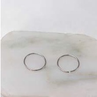 2pcs 8mm Pure Silver Nose Ring Cartilage Hoop Earrings Lip Piercing Jewelry, 22G*0.65mm