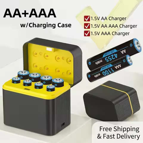 8PCS 1.5V AA AAA Lithium Rechargeable Battery Set & Type-C Fast Charger, High Capacity 3000mWh Li-io