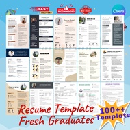 Resume Template Fresh Graduate Canva | CV Template Malaysia | Editable Professional Resume | 100+ De