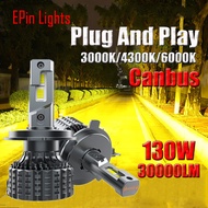 2PCS Car Lights H4 LED H1 H7 H11 9005 9006 H13 Canbus 30000LM 3000K 4300K Auto Headlight H3 H8 881 L