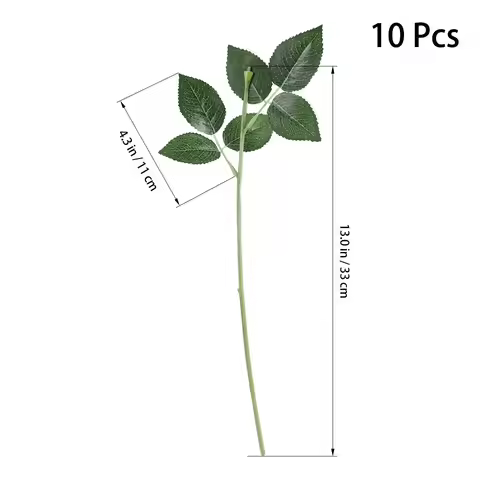 Floral Wire Flower Stems Vase Hanging Flowers Artificial Green Rose with Leaves