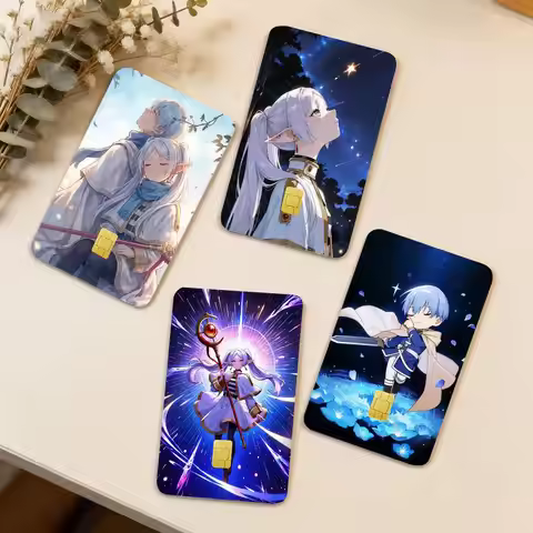 Anime F-Frieren Beyond J-Journey's End 4pcs 1Set Laser Holographic Sticker Skin Cover for Credit Ban