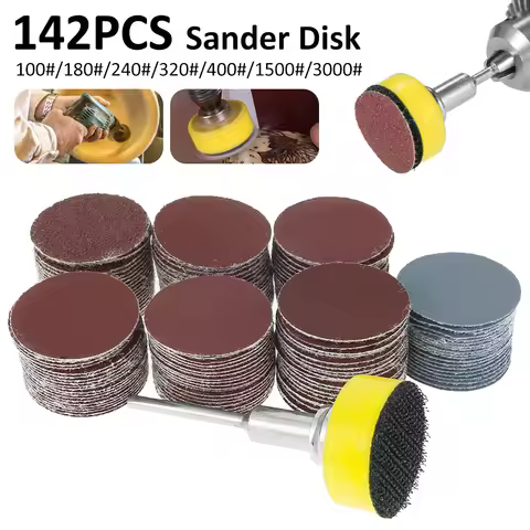 142Pcs 25mm Sandpaper Assortment 100-3000 Grit Sanding Disc Pad Set 1 Inch For Drill Grinder Rotary 
