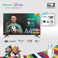 Hisense A4 Android Smart TV 40 inch | Full HD | Google Play | Android 11 | DTS Virtual X | Dolby Audio | Bezelless | Dual Wifi 2.4/5G | Bluetooth Remote | Youtube | Netflix | Disney+ | Google Assistant