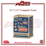 Computer Form NCR Paper 9.5'' X 11'' / A4 - 3Ply 500 Fans / 3Ply 500 WPY / 3Ply 2Ups / Color Sonofor