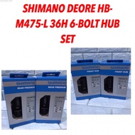 SHIMANO DEORE HB-M475-L 36H 6-BOLT HUB SET