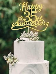 Happy 35th Anniversary Cake Toppers - 35th Wedding Anniversary Decorations, 35th anniversary cake to