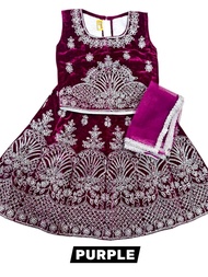 (Ready stock) Kids Lehenga 💥🥵 Kids Girls Velvet Lehenga Choli Set with Dupatta | Indian Traditional 