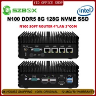 Firewall Mini PC 12th Gen Alder Lake-N100 2.5G Soft Router 4x i226-V LAN DDR5 2*COM 4*USB2.0 Industr