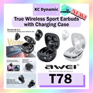 Awei T78 True Wireless Sports Earbuds with Charging Case TWS Bluetooth Earbuds Sport TWS Wireless Earbuds IPX4 Earphone