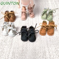 QUINTON 1pair Bjd Doll Shoe, Pretend Play Black Brown Doll Leather Shoes Boots, Doll Dress Up Toys C