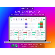 Kanban Board Excel Google Sheets Task Tracker Calendar Planner To Do List Manager Status Board Proje