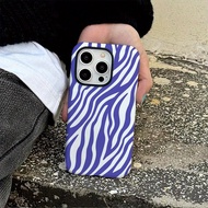 1pc Blue Zebra Print Design Phone 17 Pro Max Case, Fits 16 Pro Max, 15 Pro Max, 14 Pro Max, Korean S