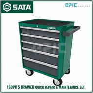 [SATA] 169PCS 5 Drawer Quick Repair & Maintenance Tool Trolley Set | Professional Tool Cart | 95121P