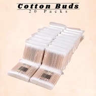 Cotton Buds 20 Packs Double Ended Cotton Head & Eco-Friendly Wood Cotton Buds Disposable Cotton Buds