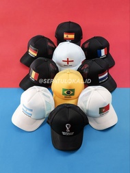 Topi Bendera Negara Piala Dunia World Cup Qatar 2022 Trucker Hat Topi Jaring Pria Wanita Distro Orig