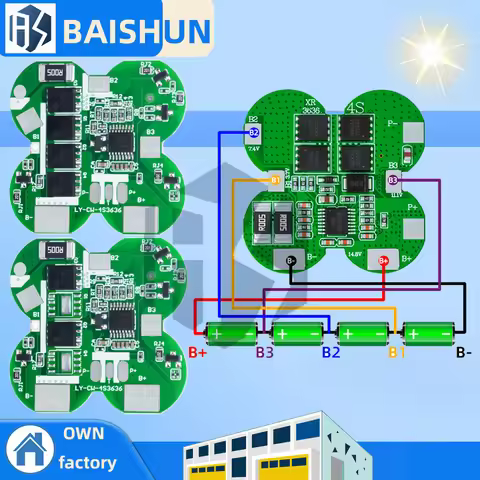 ‌4S 14.8V LiFePO4 / 16.8V Li-ion BMS Protection Board – 20A Continuous, 8-MOSFET PCM with Overcharge