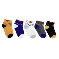 TEMU 5-pair Children's Sports Socks With Cartoon Soccer Pattern, Thin Mesh Breathable Boys' Ankle So