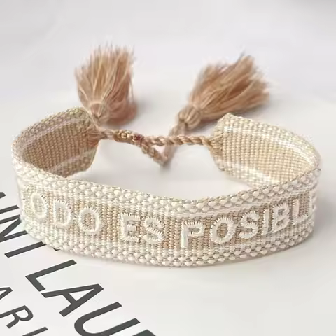 Woven Bracelets Embroidered with Spanish Words VALIENTE | TODO ES POSIBLE