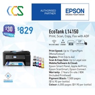 Epson EcoTank L14150  - Prints up to A3+ (for simplex) Wi-Fi Duplex Wide-Format All-in-One Ink Tank Printer 14150 L14150 ***Promotion $30 NTUC E-Voucher till 31 March Online Redemption***