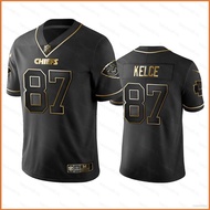 Kansas City Chiefs NFL Football Jersey Kelce Mahomes T Shirt Jersey Balck Vintage Gold Loose Casual Tee